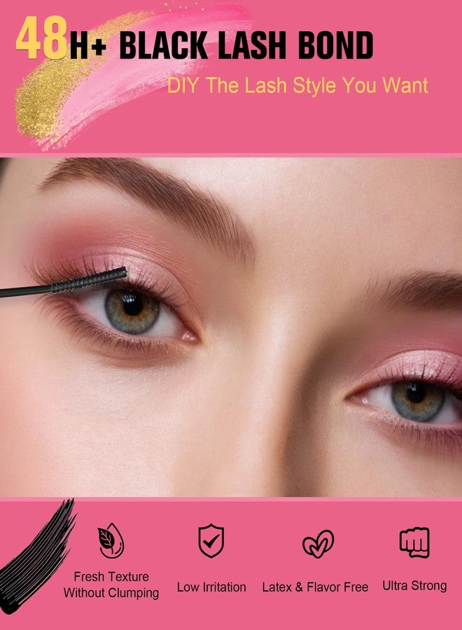 EMEDA Lash Cluster Glue, Lash Bond and Seal Waterproof for DIY Eyelash Extensions, 2-in-1 Bond and Seal Strong Hold Cluster Eyelash Glue for Individual Eyelashes Latex Free (Black+Clear) - Image 2